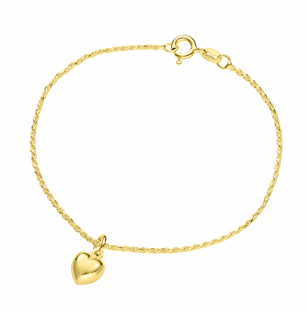 Small Puff Heart Charm on Rope Chain Bracelet - 2 Colours