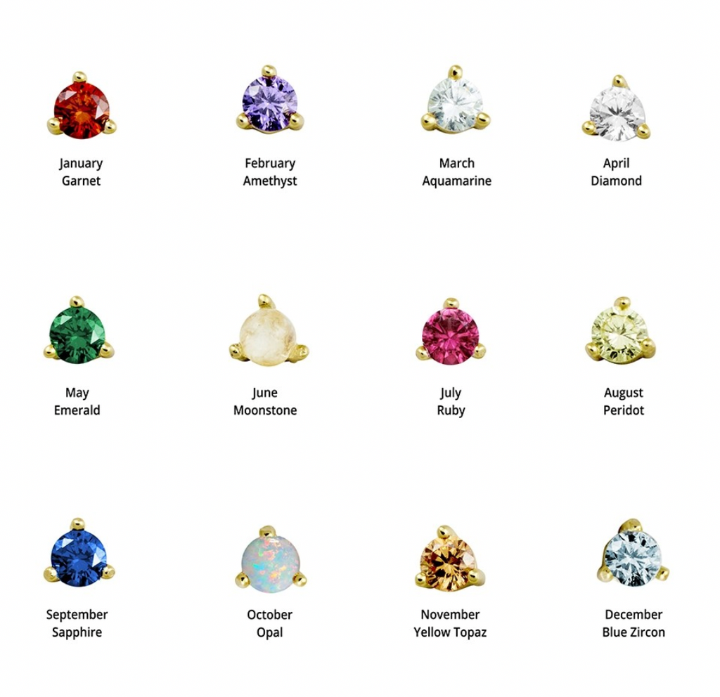 Birthstone Gold Plated Stud Earrings - 12 months