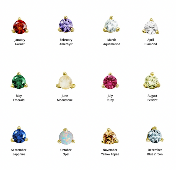 Birthstone Gold Plated Stud Earrings - 12 months
