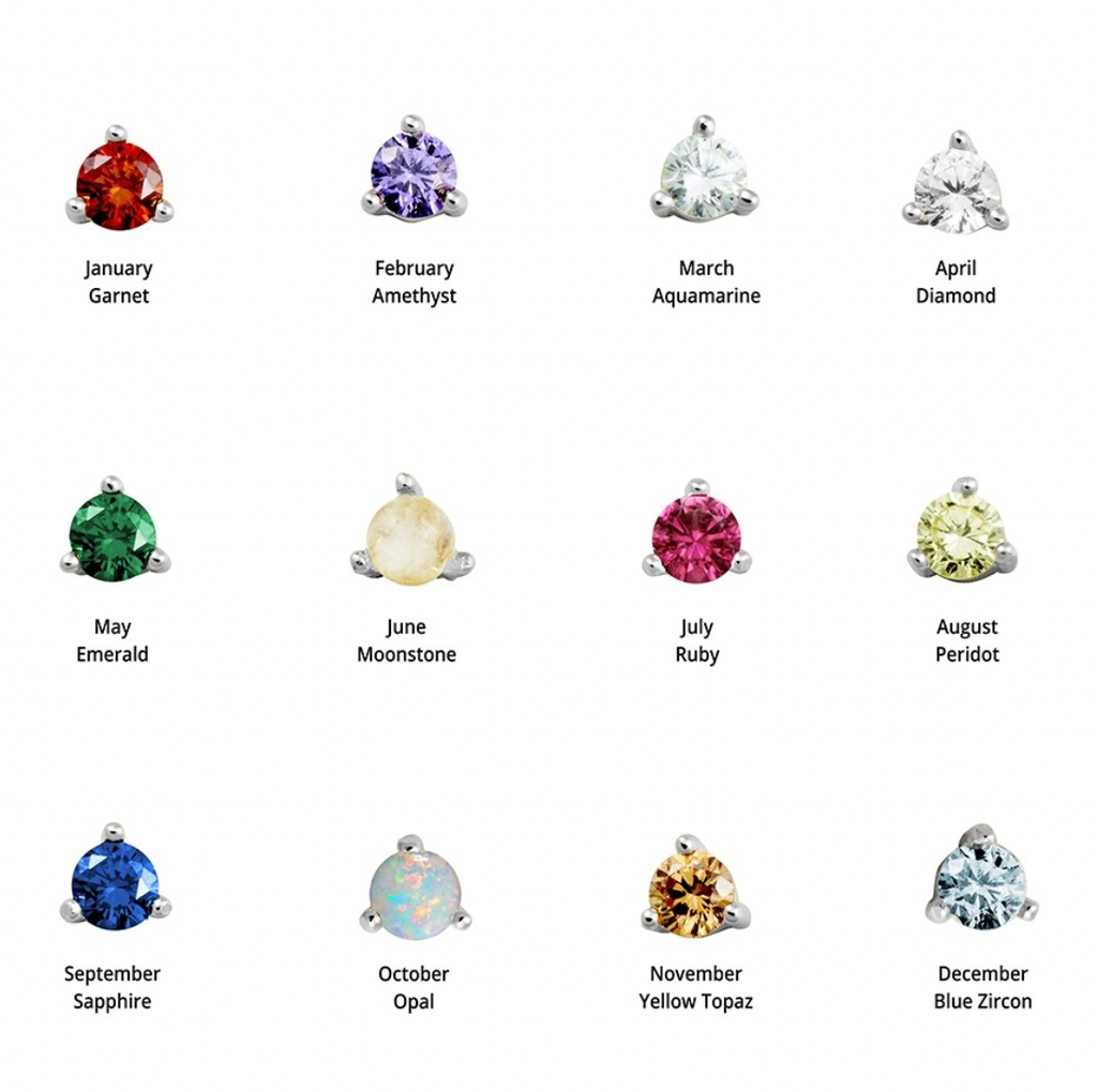 Birthstone Silver Stud Earrings - 12 months