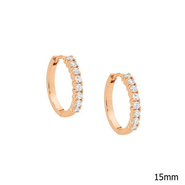 15mm Cubic Zirconias Claw Set Hoop Earrings - 3 Colours