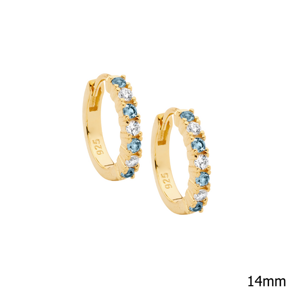Spinel & CZ 14mm Silver Hoop Earrings