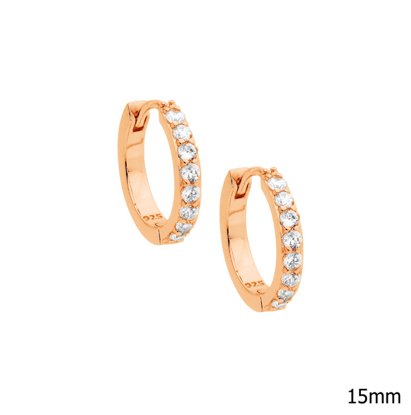 15mm Cubic Zirconia Set Hoop Earrings - 3 Colours