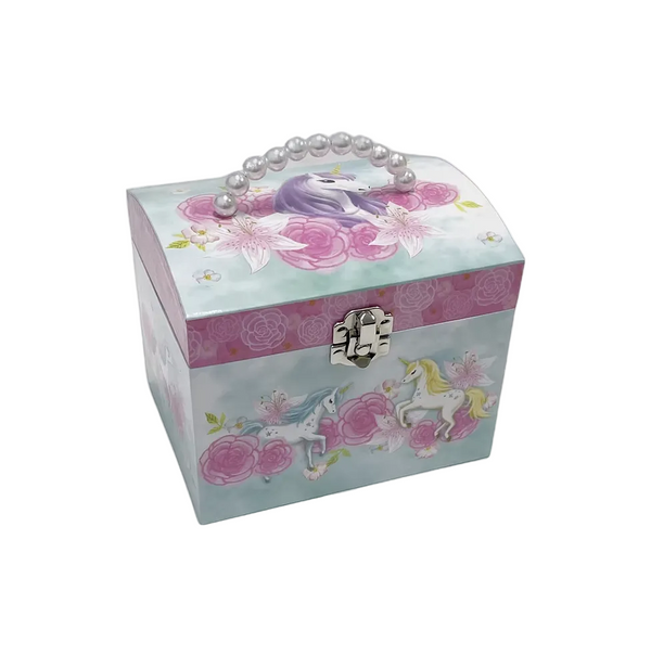 Unicorn & Roses Musical Jewel Box with Pearl Handle