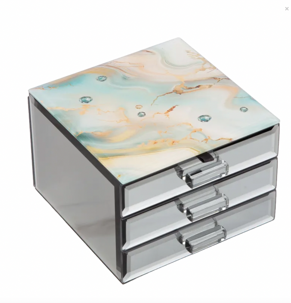 Aqua Elegance Jewellery Box with 2 Drawer