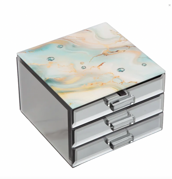 Aqua Elegance Jewellery Box with 2 Drawer