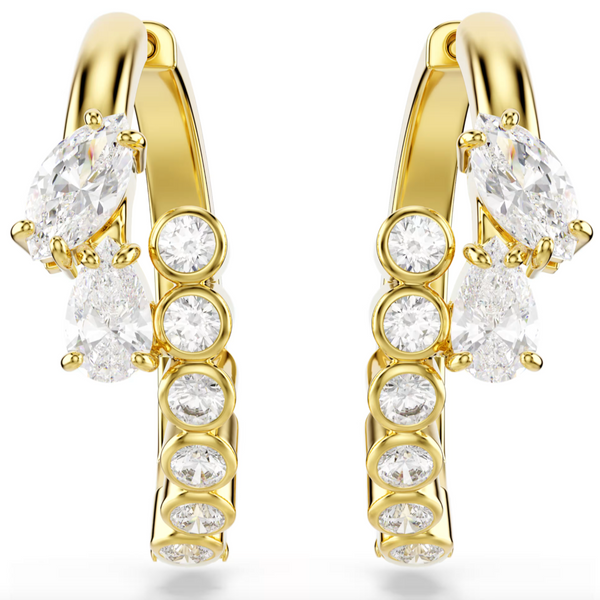Mesmera: Mixed White Crystal Cut Gold Hoop Earrings