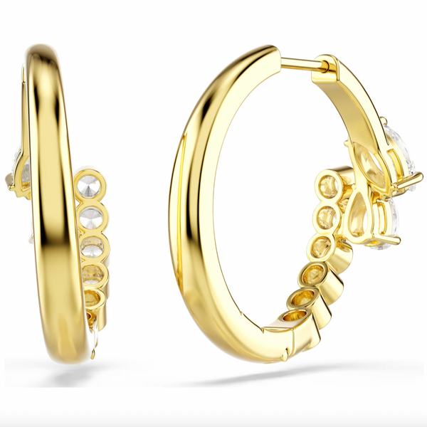 Mesmera: Mixed White Crystal Cut Gold Hoop Earrings