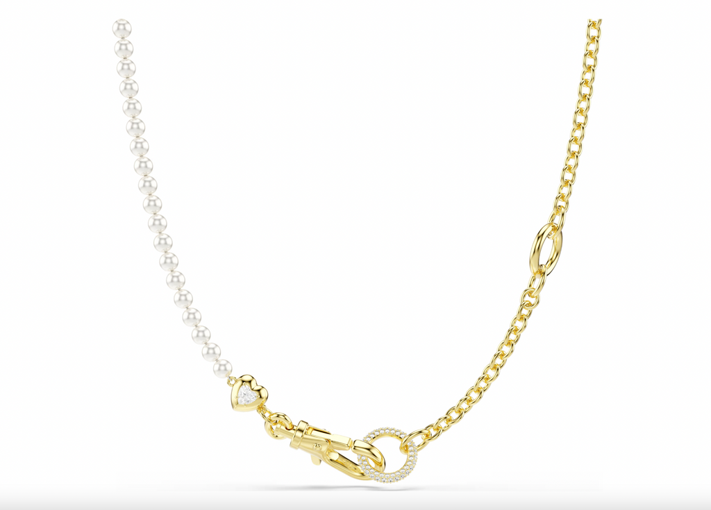 Idyllia Crystal Pearl Gold Tone Necklace