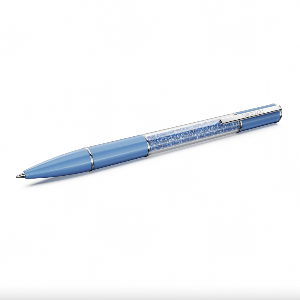 Crystalline Ballpoint Pen - ReCreated™ crystals, Blue, Blue lacquered, chrome plated