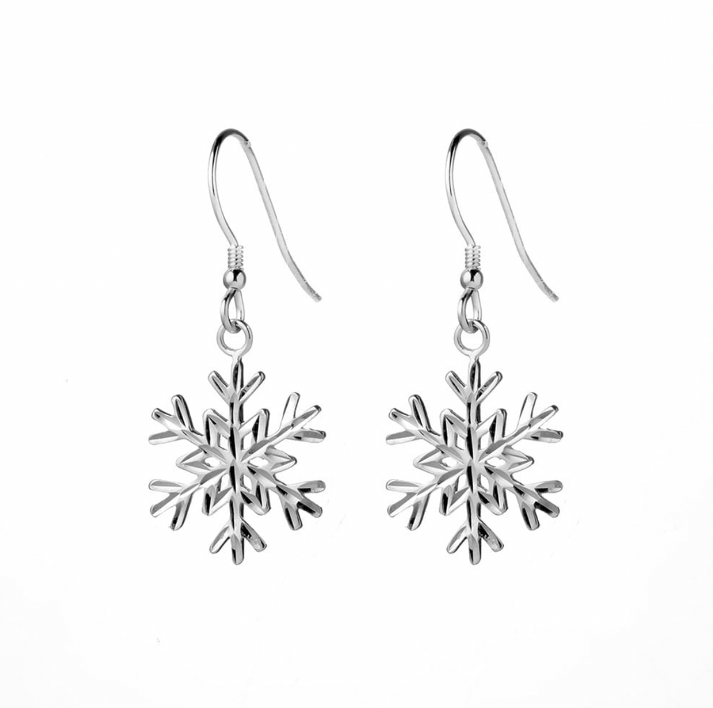 Snowflake Sterling Silver Drop Earrings
