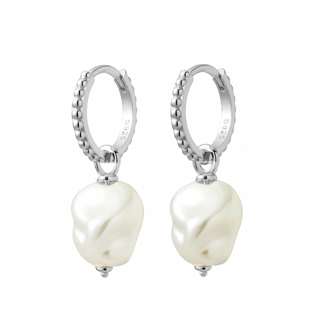Huggie Earrings with Removable Pearl Charm - 2 Colours