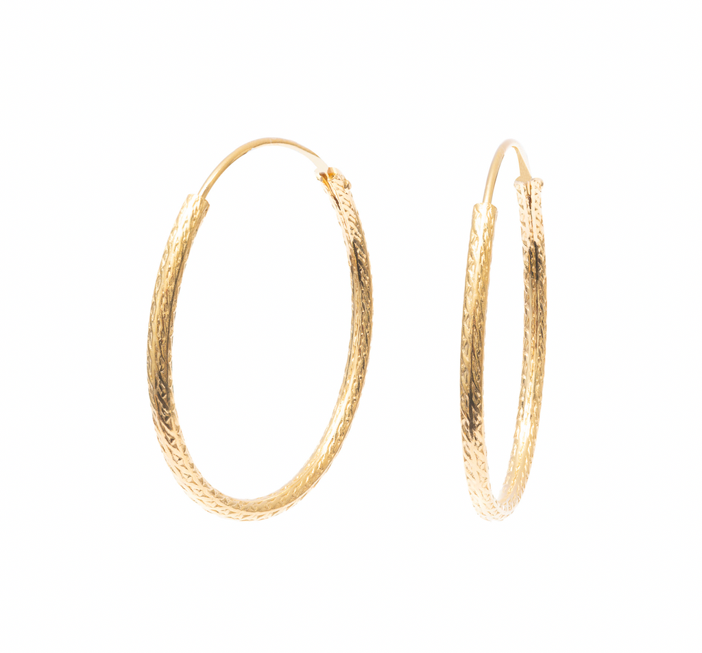 Diamond cut Hoop Earrings - 2 colours