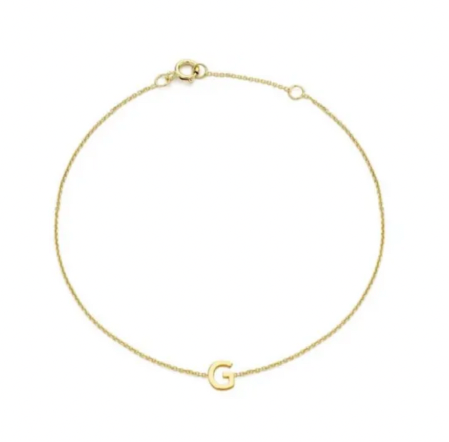 Petite Initial Letter 9ct Yellow Gold Bracelets
