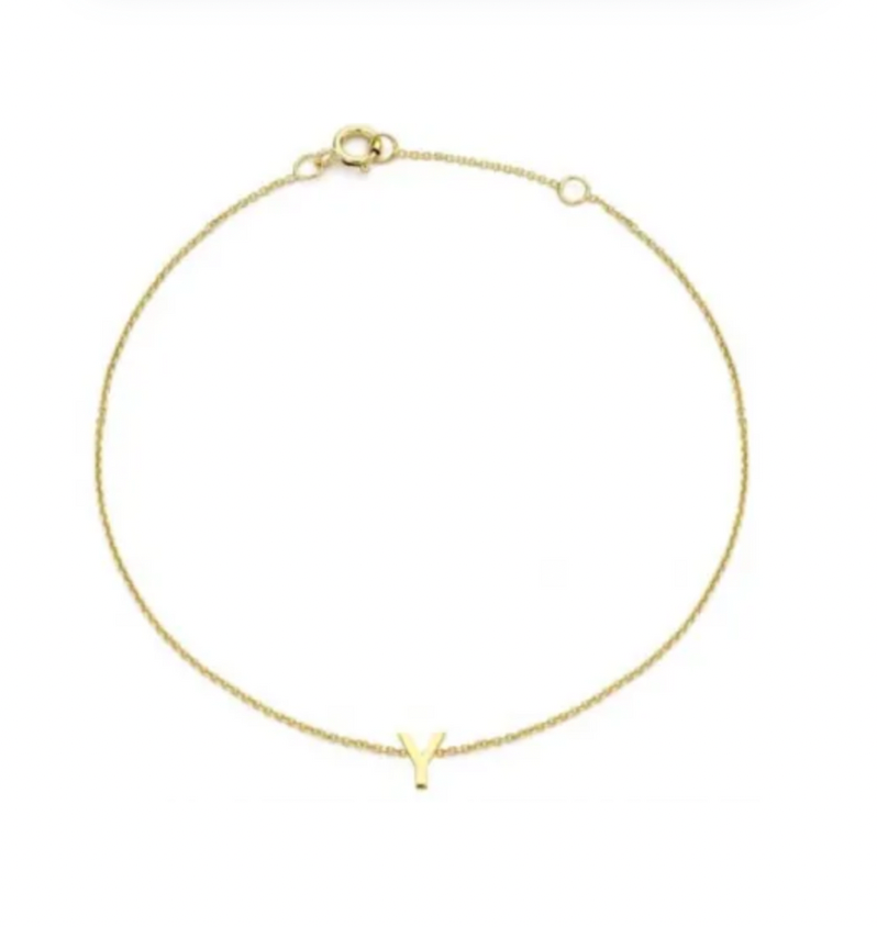 Petite Initial Letter 9ct Yellow Gold Bracelets