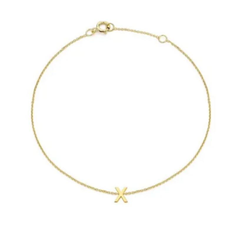 Petite Initial Letter 9ct Yellow Gold Bracelets