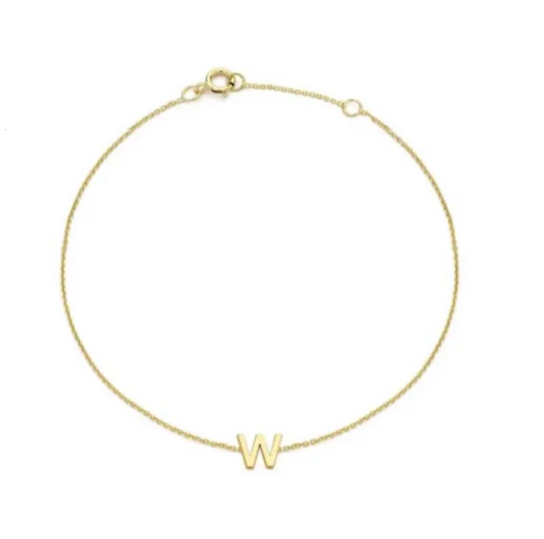 Petite Initial Letter 9ct Yellow Gold Bracelets
