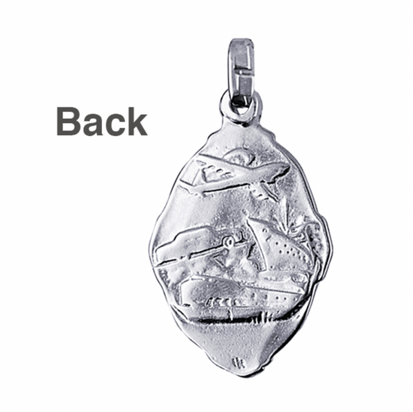St Christopher Pendant - Silver, Oval, Double Sided