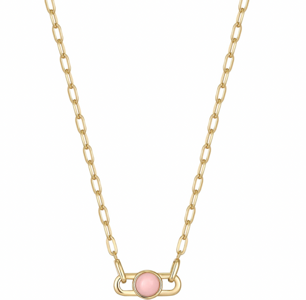 Spaced Out - Rose Quartz Orb Link Gold Necklace
