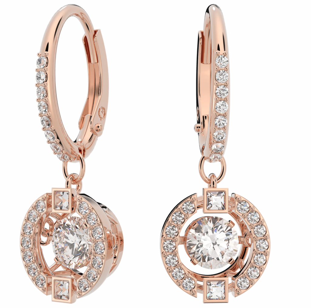 Una: White Round Cut Drop Earrings - 2 colours