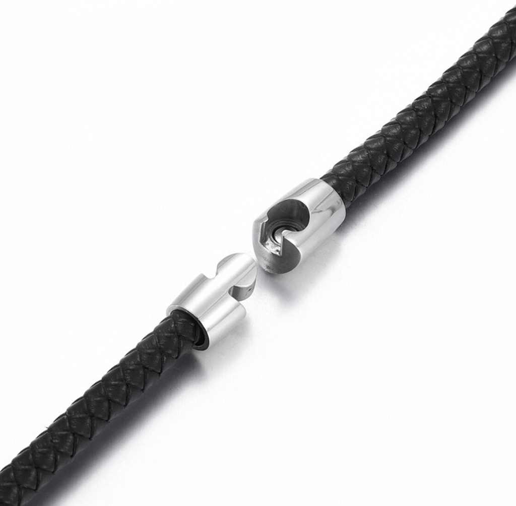 Blaze Men's Leather Bracelet with Brush Matte Finish Magnetic Clasp