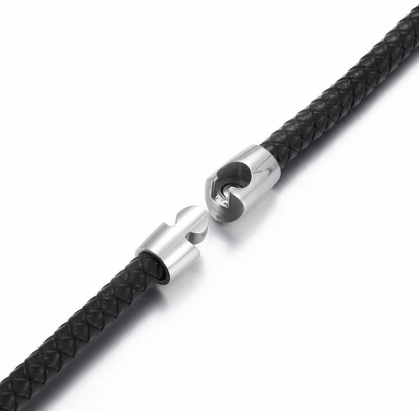 Blaze Men's Leather Bracelet with Brush Matte Finish Magnetic Clasp