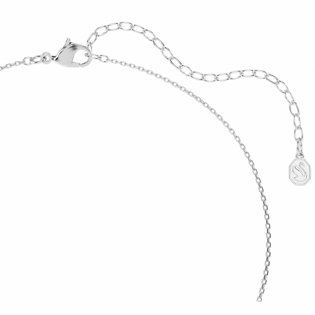 Symbolica: Pave Round Cut Crystal Pearl Horseshoe Silver Necklace