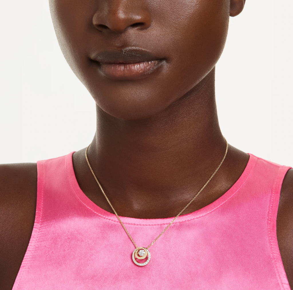 Hyperbola: Small White Round Cut Gold Necklace