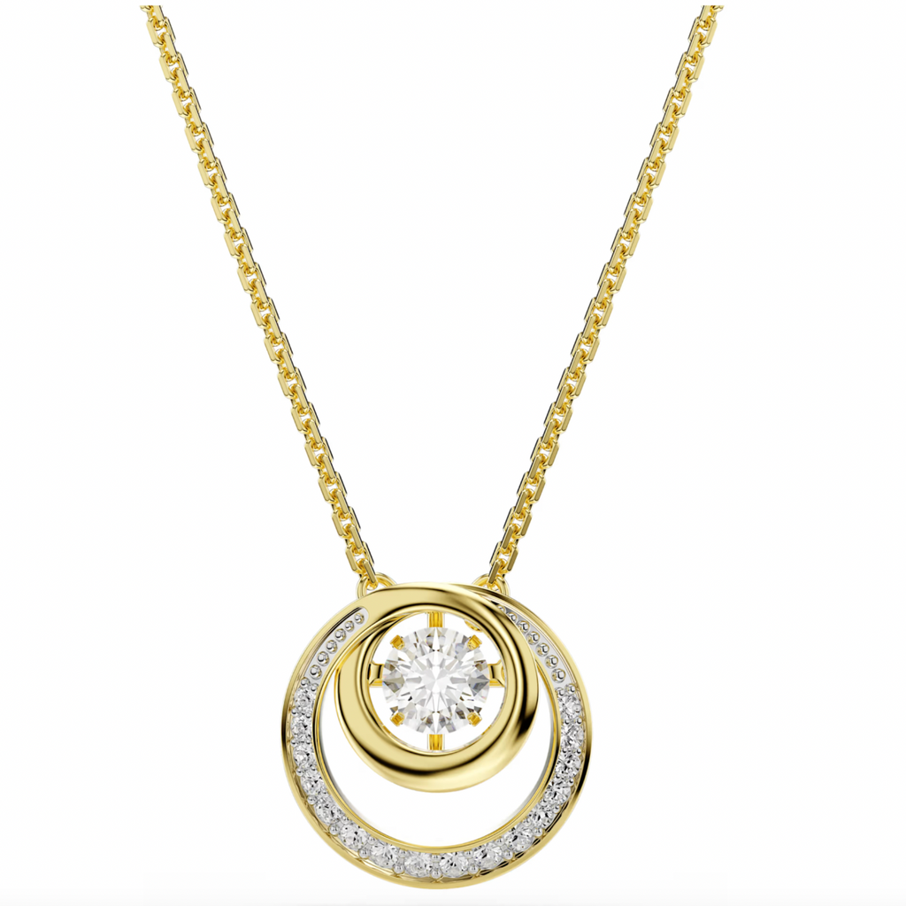 Hyperbola: Small White Round Cut Gold Necklace