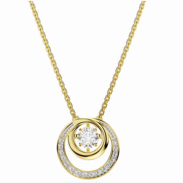 Hyperbola: Small White Round Cut Gold Necklace