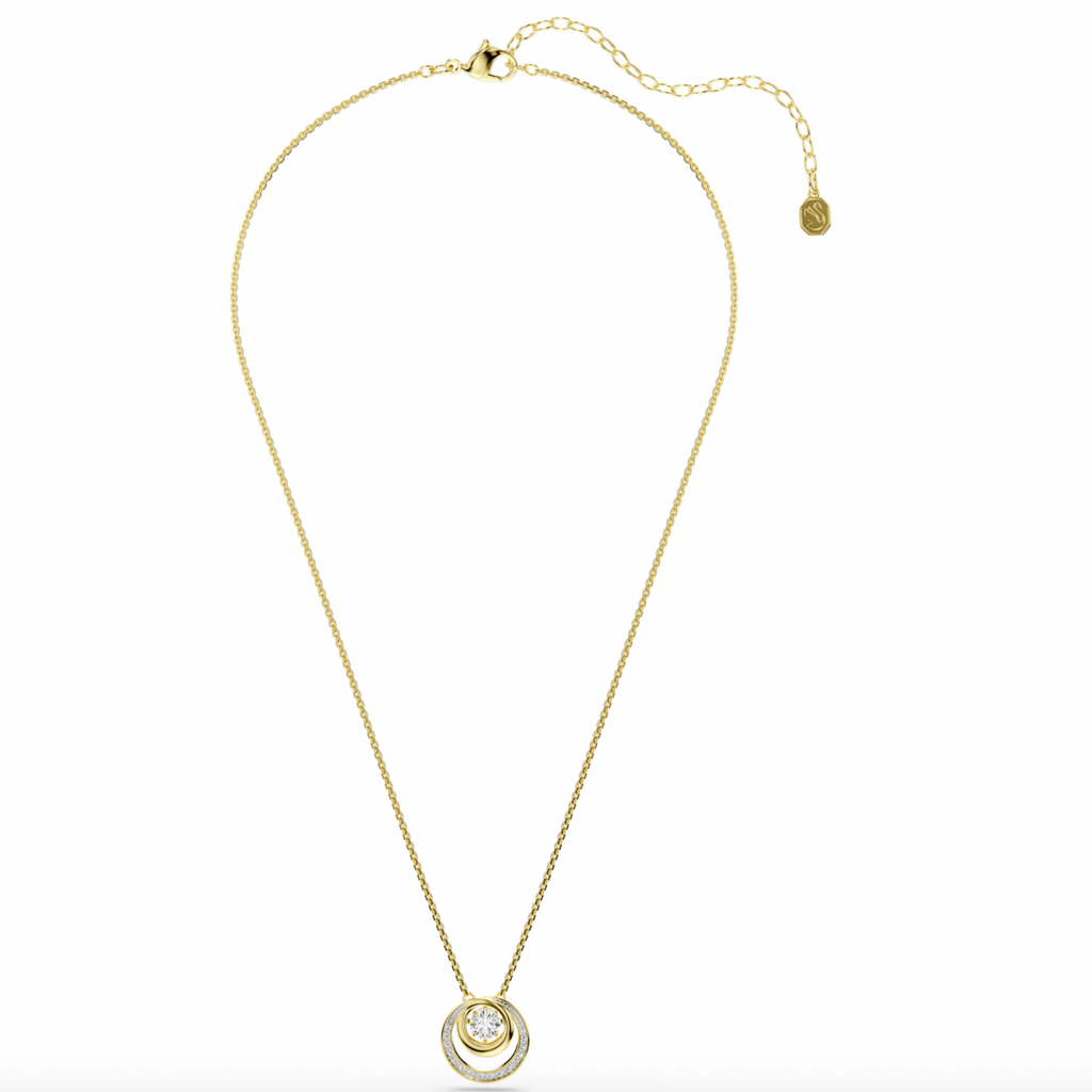 Hyperbola: Small White Round Cut Gold Necklace