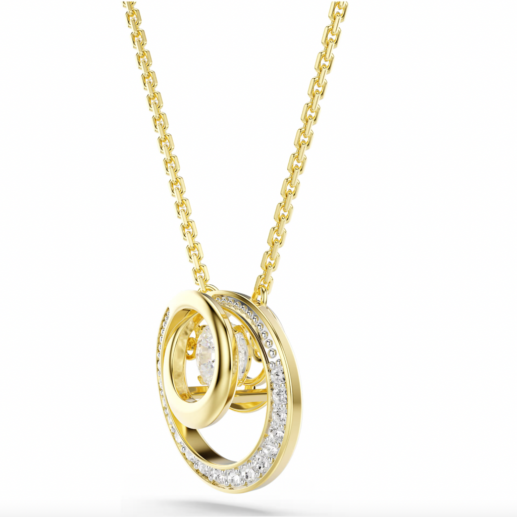 Hyperbola: Small White Round Cut Gold Necklace