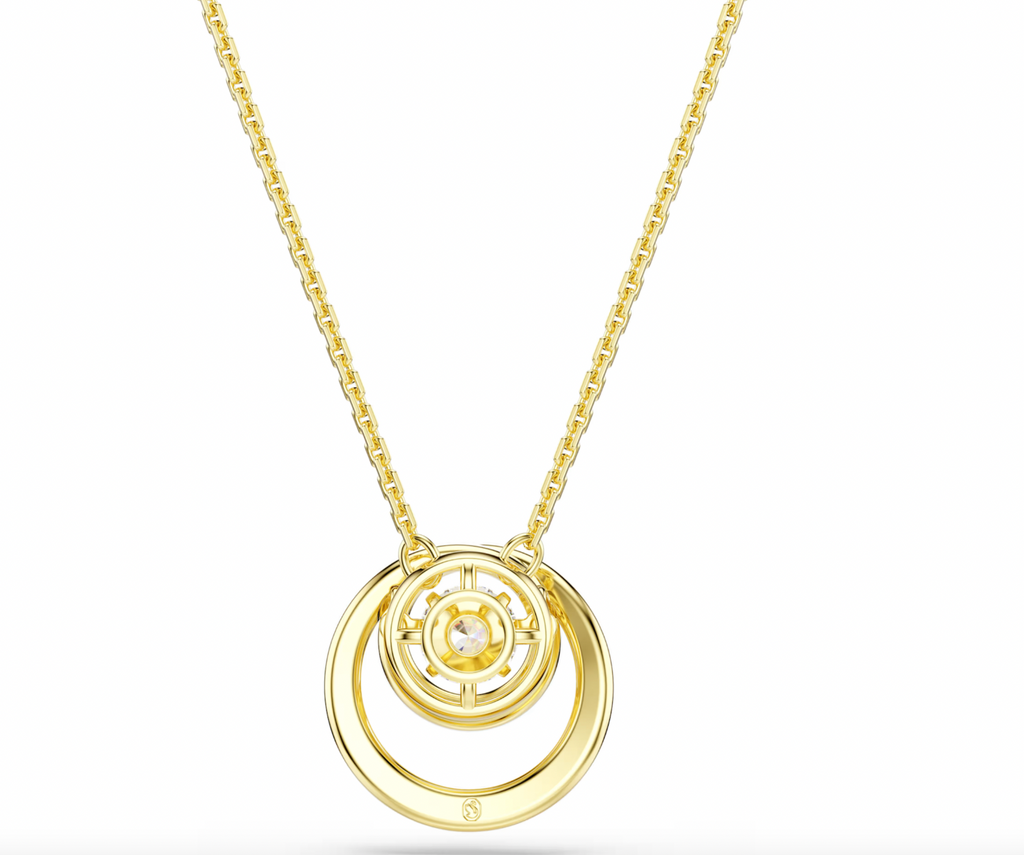 Hyperbola: Small White Round Cut Gold Necklace