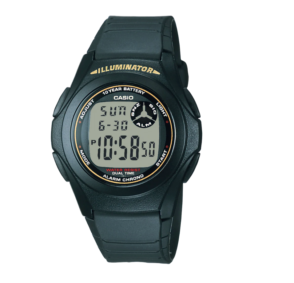 Casio Digital Round Face, Black Resin Band Watch