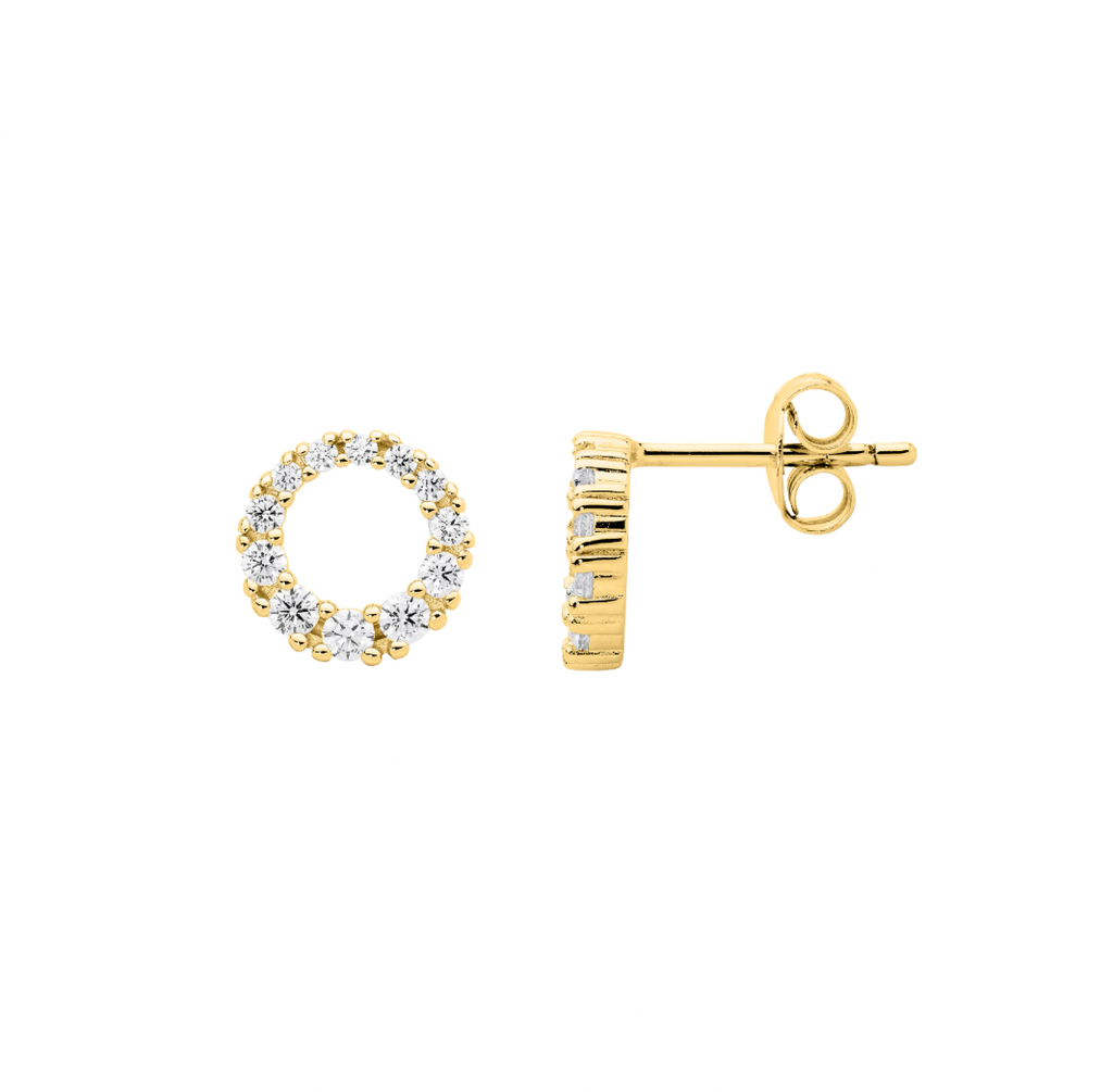 Circle with Cubic Zirconias - Earrings & Necklace