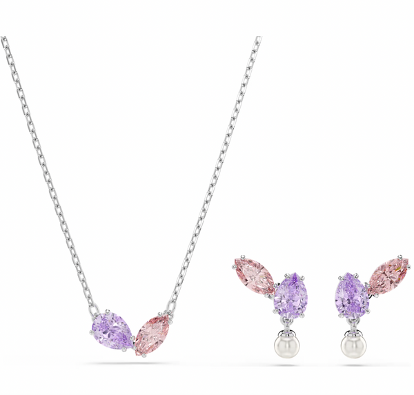 2026 Capsule Ariana Grande: Multicoloured Mixed Cuts Silver Necklace & Earring Set
