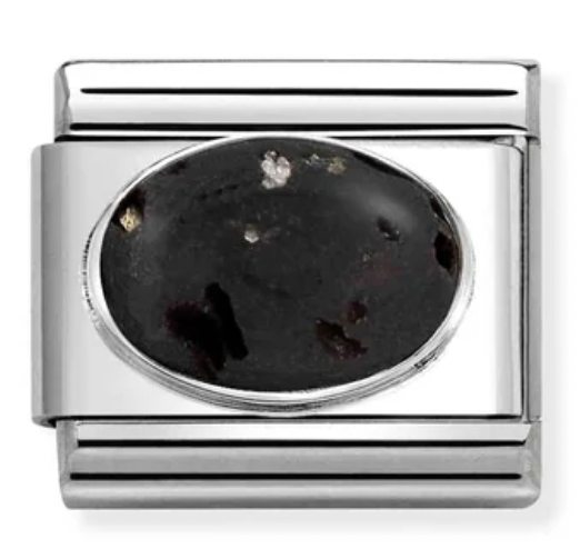 Hard Stone - Lava Matte Stone Silver Charm