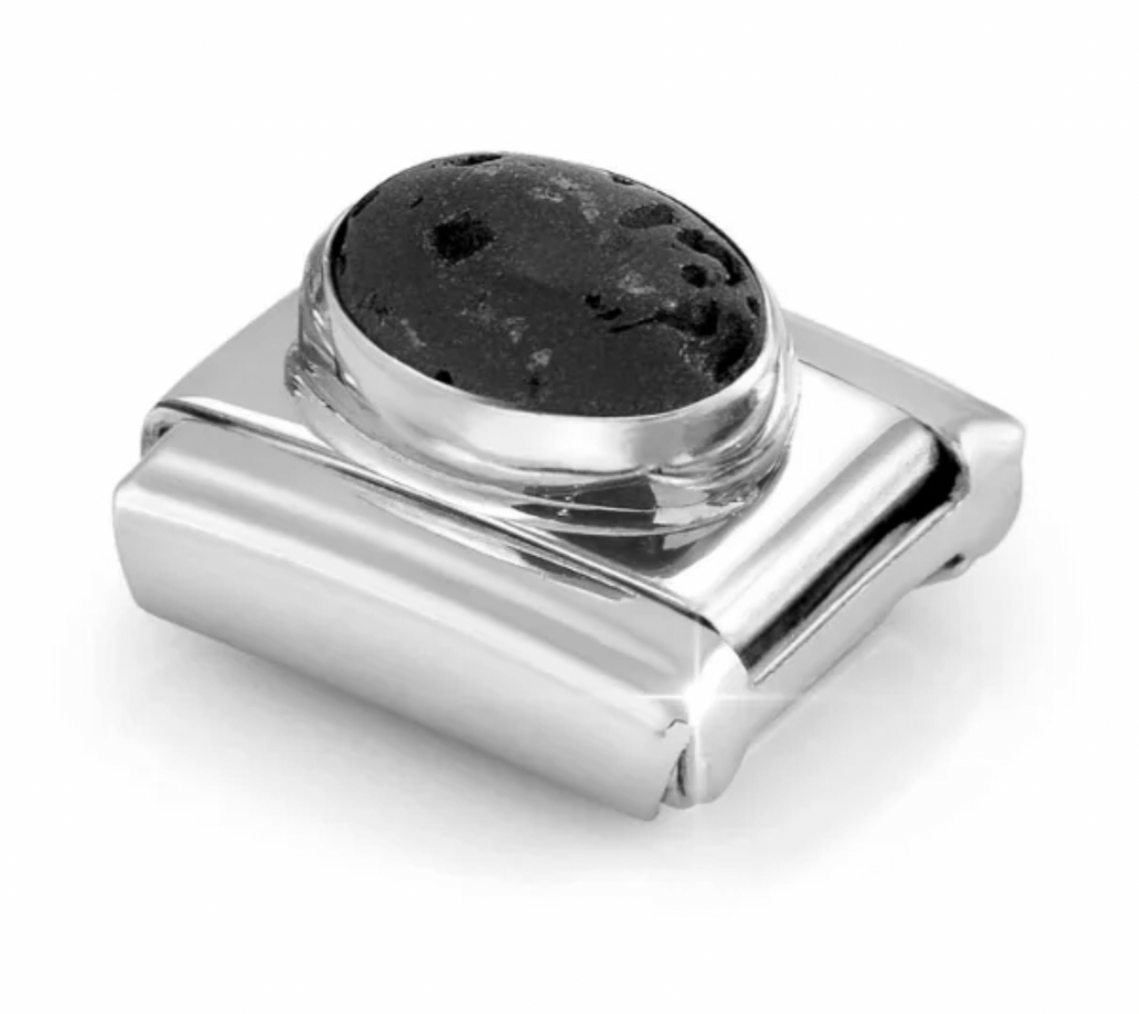 Hard Stone - Lava Matte Stone Silver Charm
