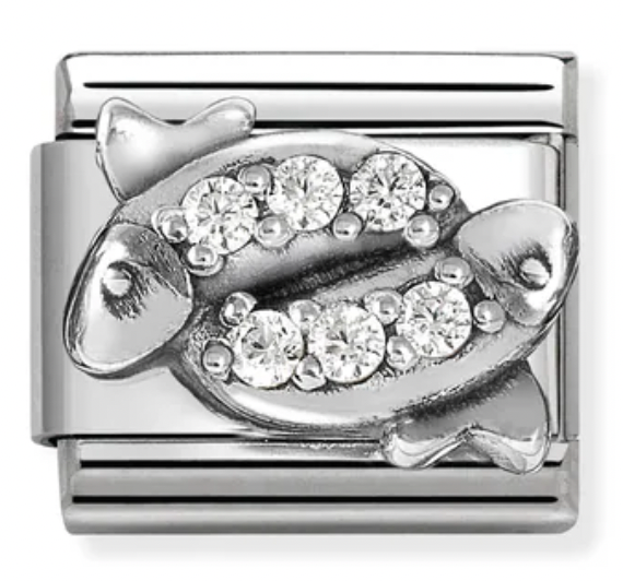 Zodiac - Pisces with CZ Silver Charm