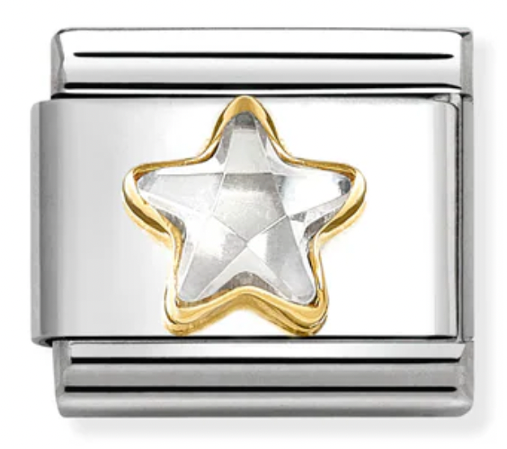 Symbols - White CZ Star Gold Charm