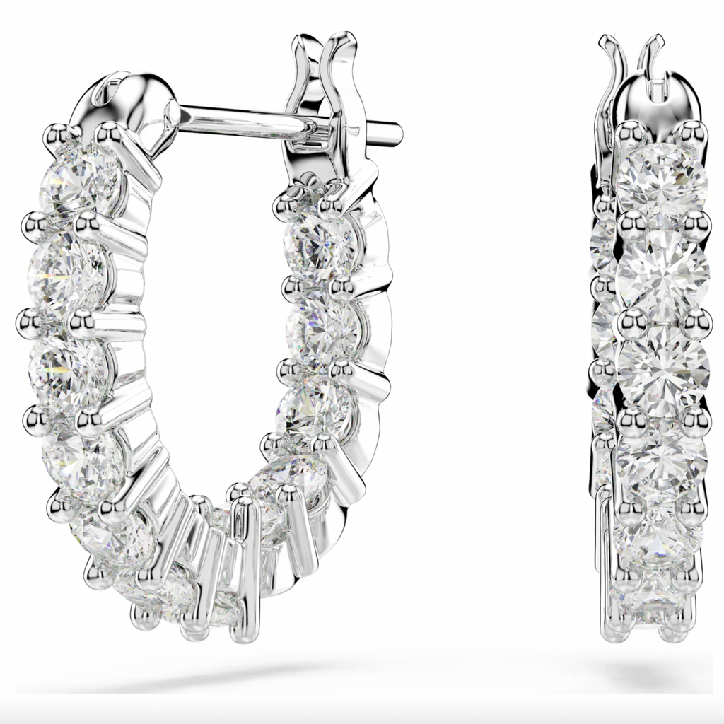 Matrix Vittore: White Round Cut Crysal Hoop Earrings - 2 Colours
