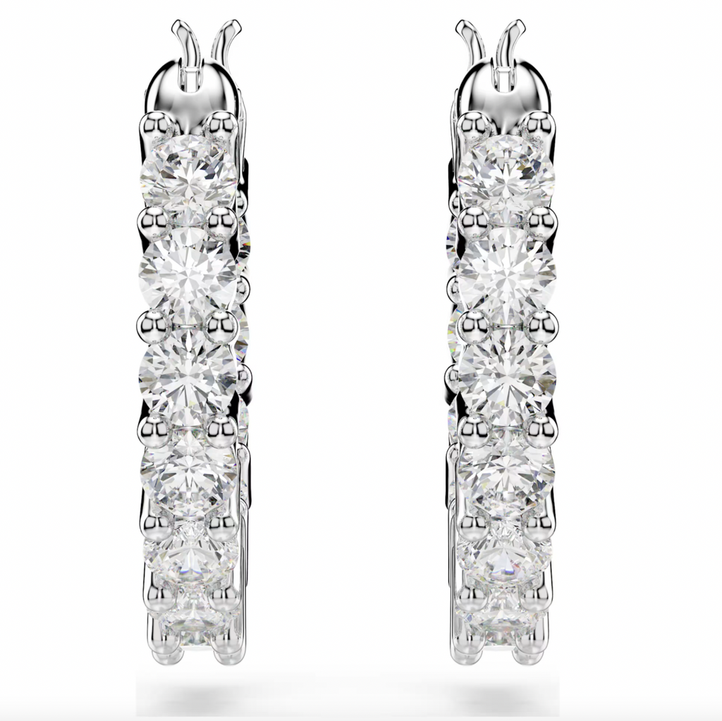 Matrix Vittore: White Round Cut Crysal Hoop Earrings - 2 Colours