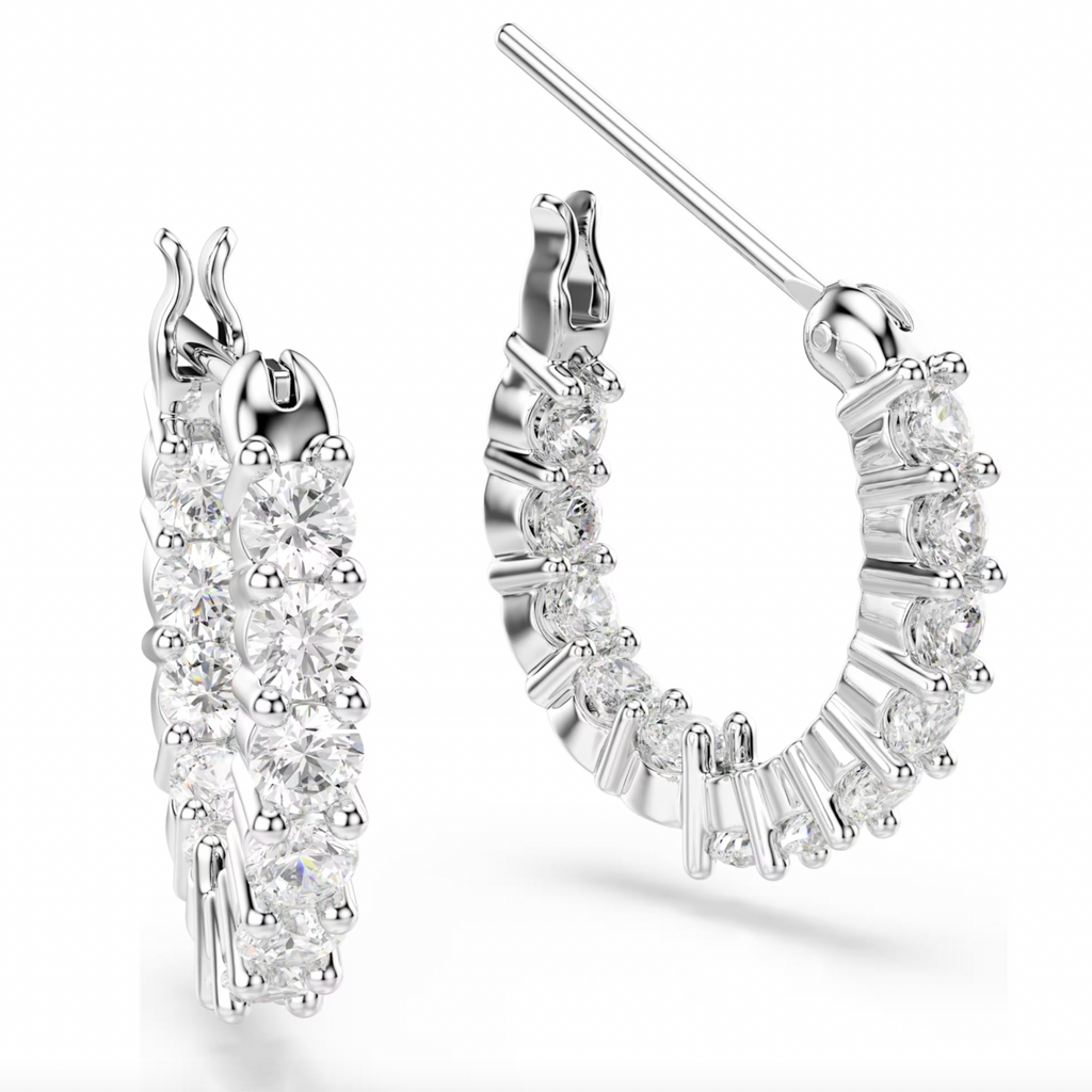 Matrix Vittore: White Round Cut Crysal Hoop Earrings - 2 Colours
