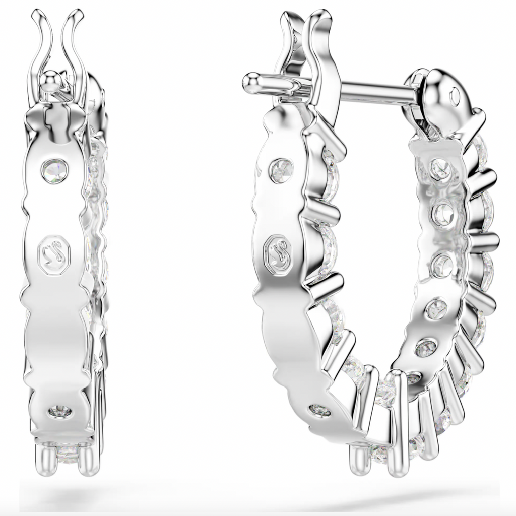 Matrix Vittore: White Round Cut Crysal Hoop Earrings - 2 Colours