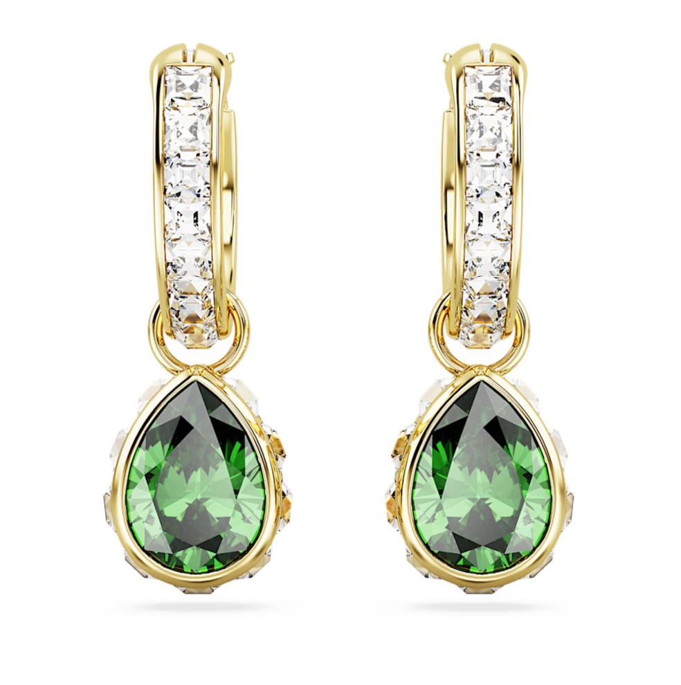 Chroma Green Pear Drop Hoop Earrings