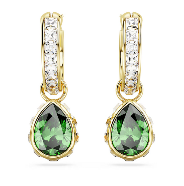 Chroma Green Pear Drop Hoop Earrings
