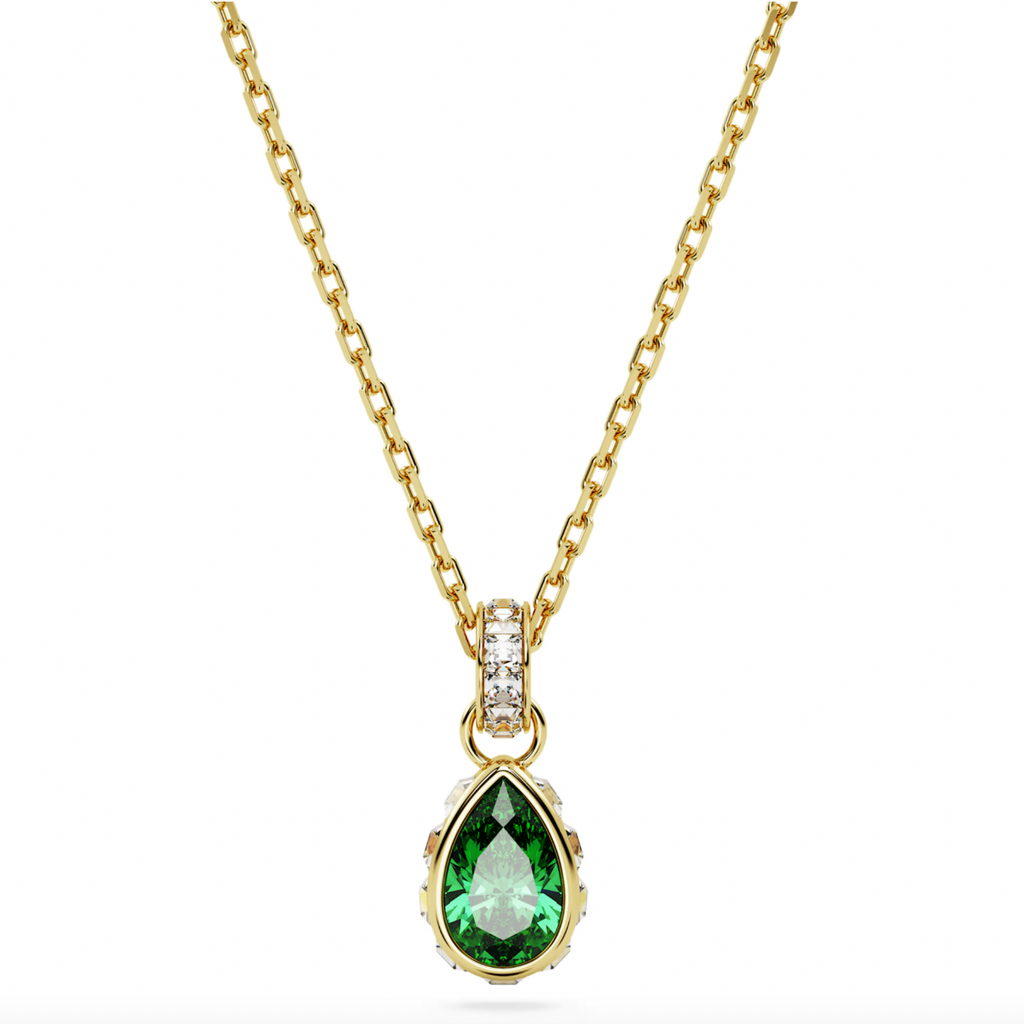 Chroma Green Pear Drop Hoop Earrings & Necklace
