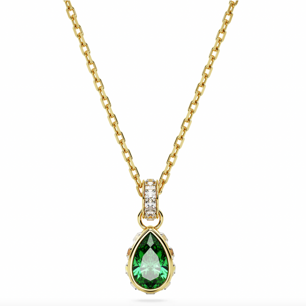 Chroma Green Pear Drop Hoop Earrings & Necklace