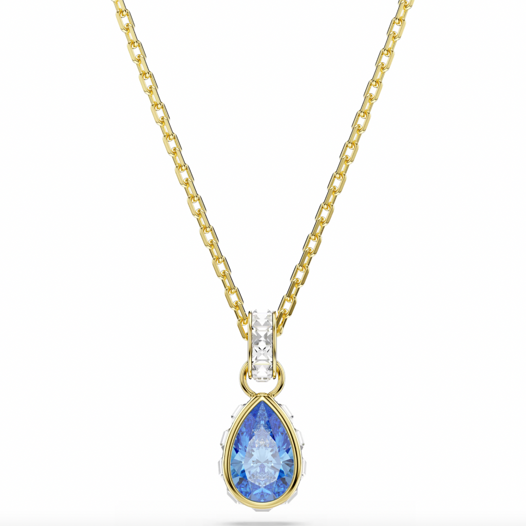 Chroma: Blue Pear Cut Crystal Gold Earring & Necklace