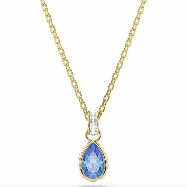 Chroma: Blue Pear Cut Crystal Gold Earring & Necklace